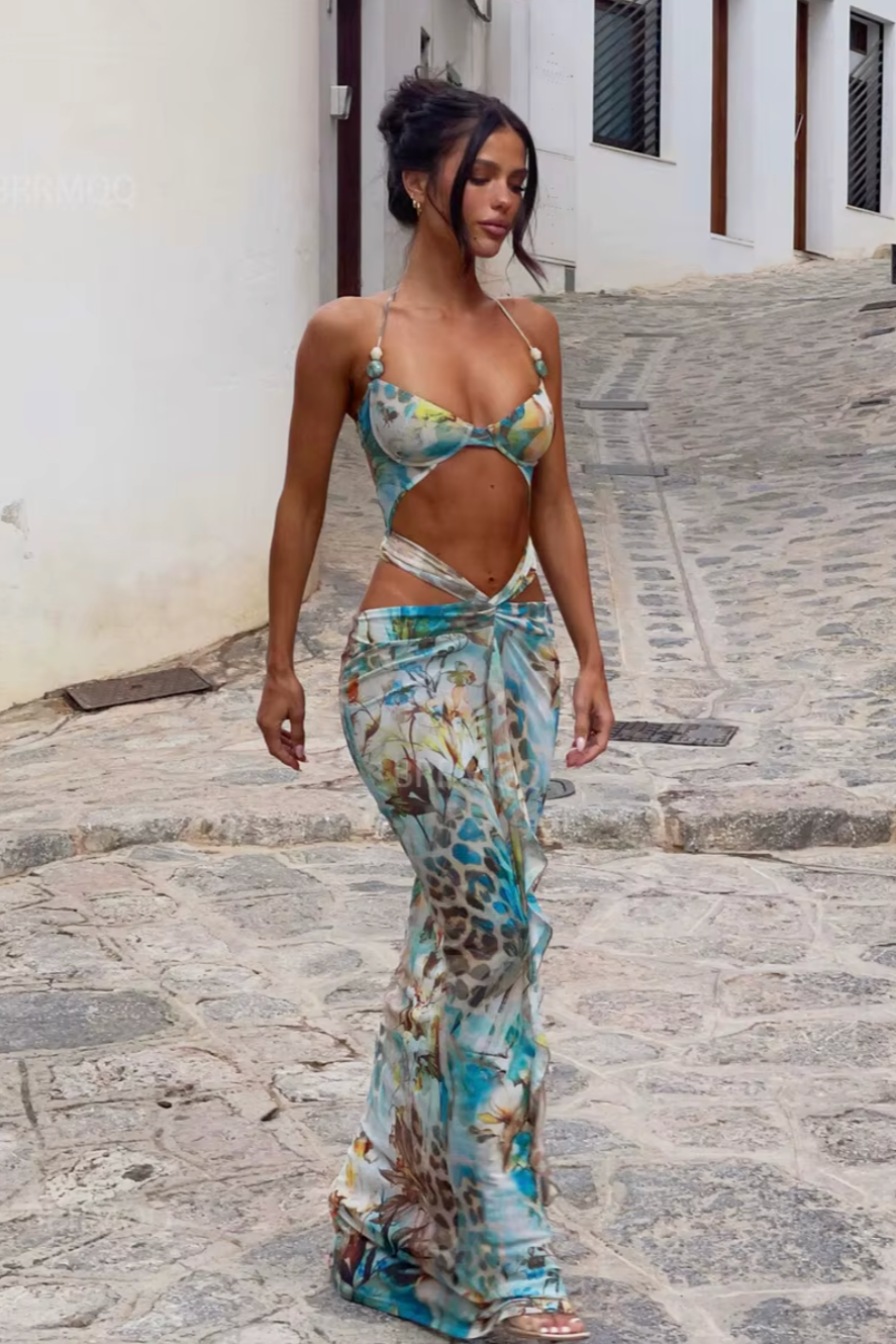 Ailana | Vestido en print selvático agua & tierra